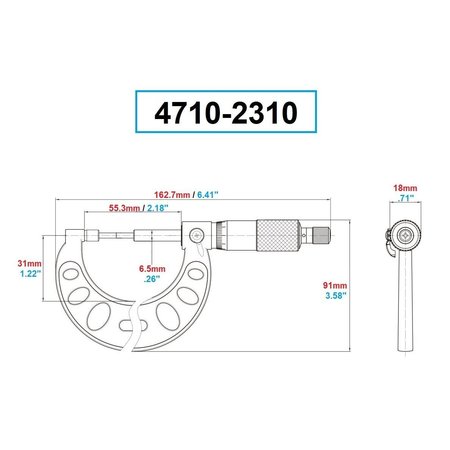 H & H Industrial Products Dasqua 1-2" Spline Micrometer 4710-2310